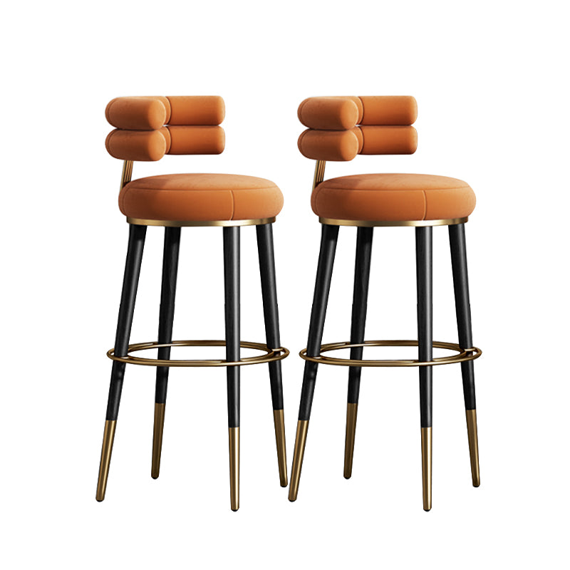 Glam Velvet Upholstered Bar Stool Indoor Low Back Armless Stool