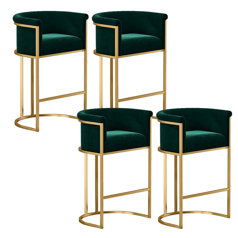 Glam Armrest Backrest Counter StooI Iron Bar Stool with Cushion and Pedal for Cafe