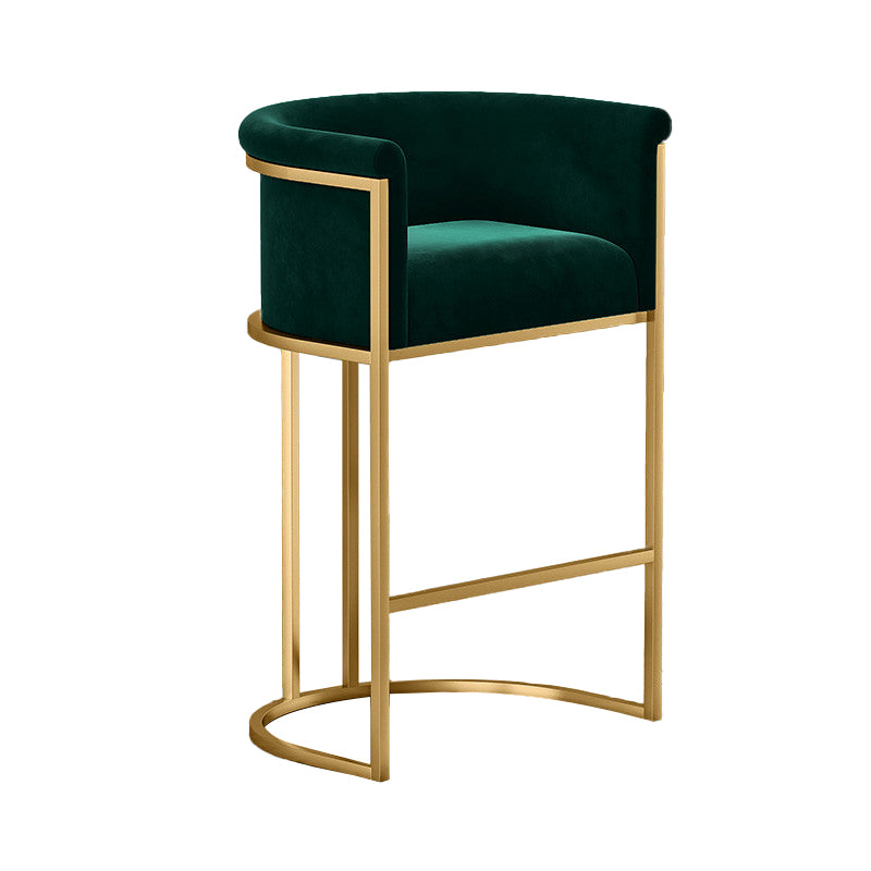 Glam Armrest Backrest Counter StooI Iron Bar Stool with Cushion and Pedal for Cafe