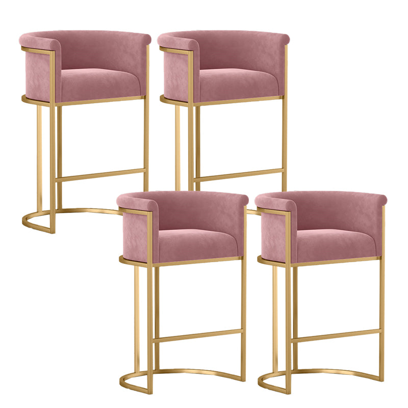 Glam Armrest Backrest Counter StooI Iron Bar Stool with Cushion and Pedal for Cafe