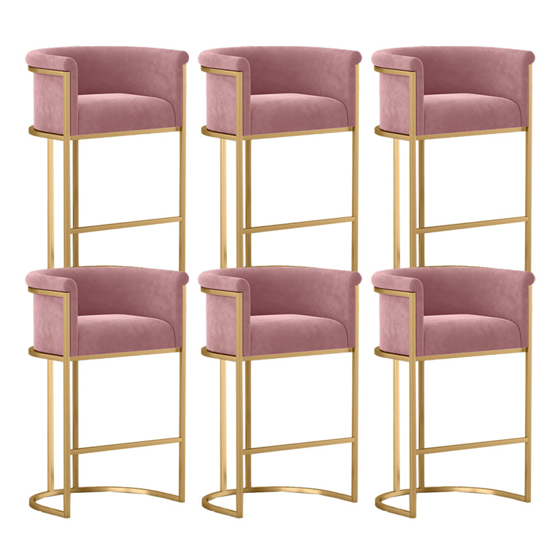 Glam Armrest Backrest Counter StooI Iron Bar Stool with Cushion and Pedal for Cafe