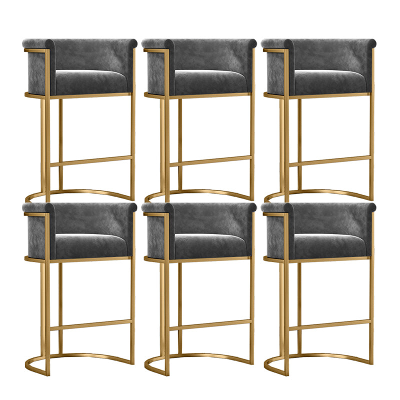 Glam Armrest Backrest Counter StooI Iron Bar Stool with Cushion and Pedal for Cafe