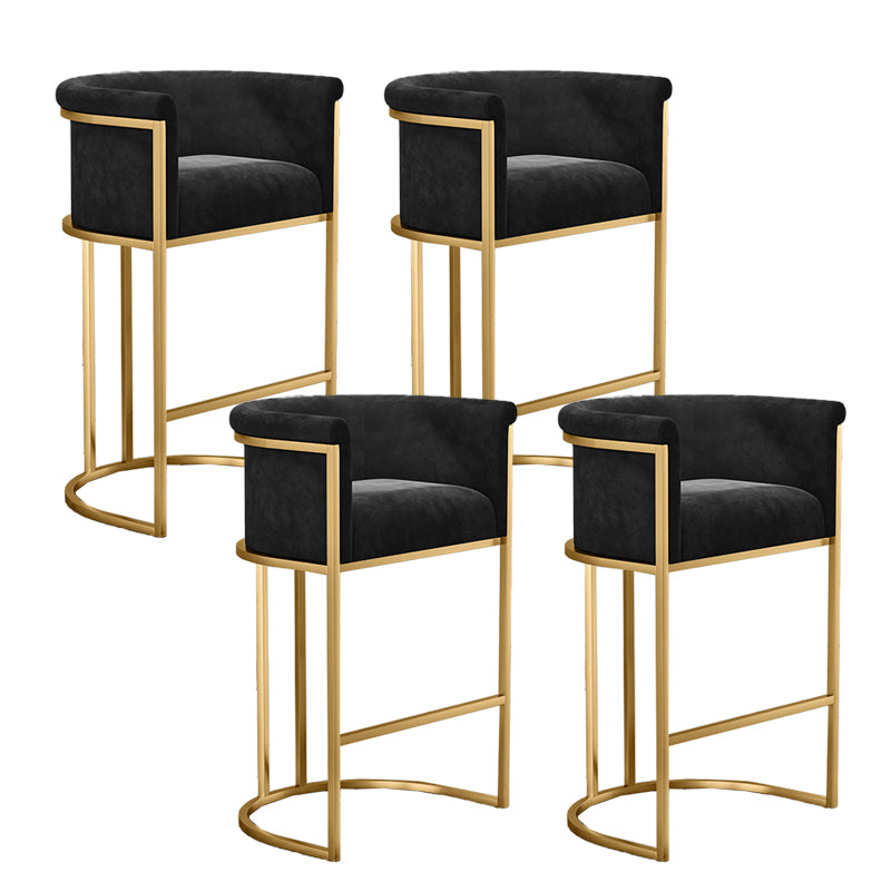 Glam Armrest Backrest Counter StooI Iron Bar Stool with Cushion and Pedal for Cafe