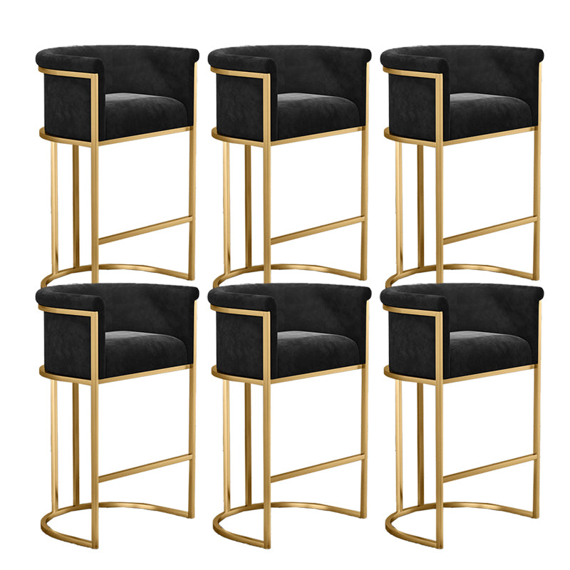 Glam Armrest Backrest Counter StooI Iron Bar Stool with Cushion and Pedal for Cafe