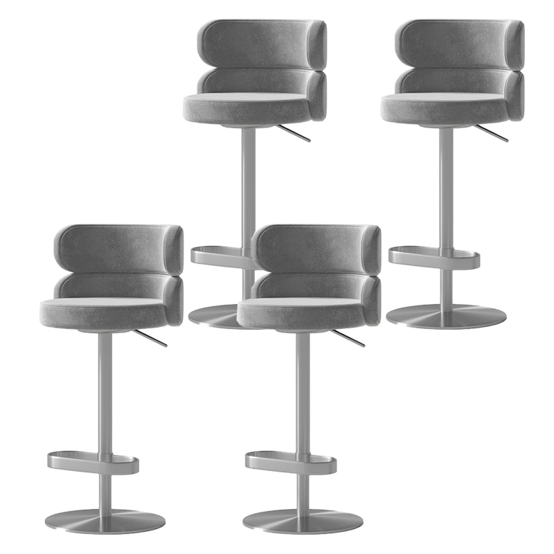 Contemporary Low Back Dining Stool Adjustable Height Bar Stool with Footrest