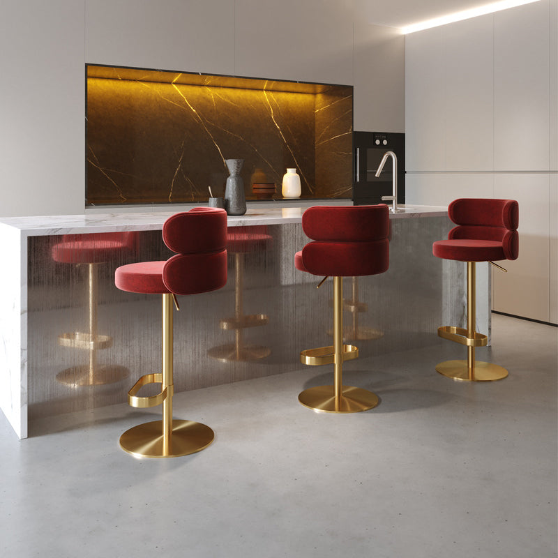 Contemporary Low Back Dining Stool Adjustable Height Bar Stool with Footrest