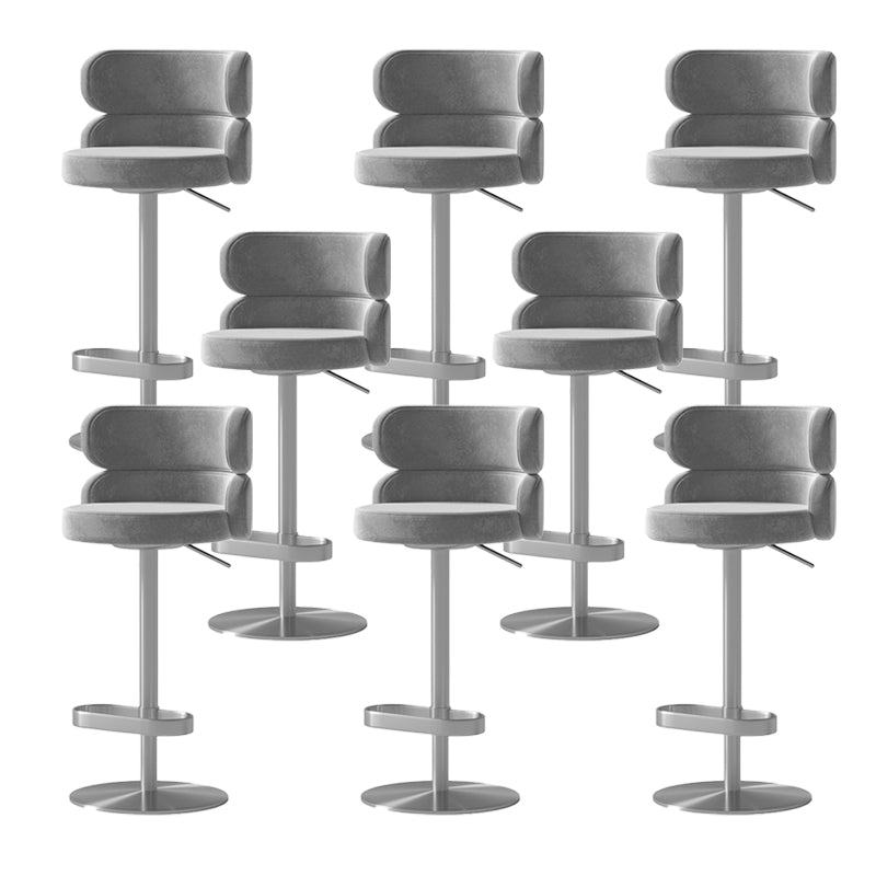 Contemporary Low Back Dining Stool Adjustable Height Bar Stool with Footrest