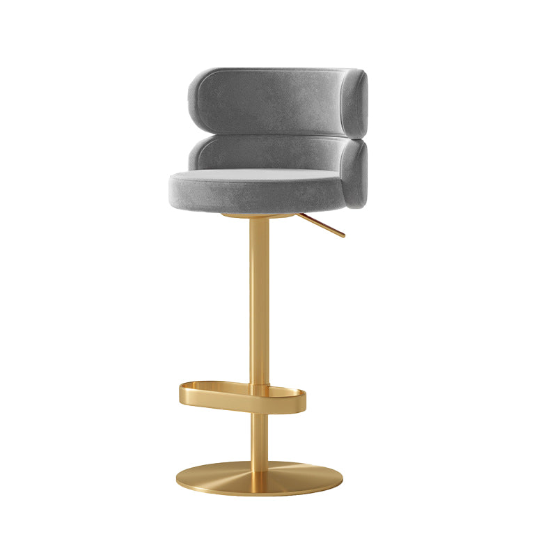 Contemporary Low Back Dining Stool Adjustable Height Bar Stool with Footrest