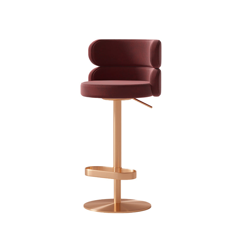 Contemporary Low Back Dining Stool Adjustable Height Bar Stool with Footrest