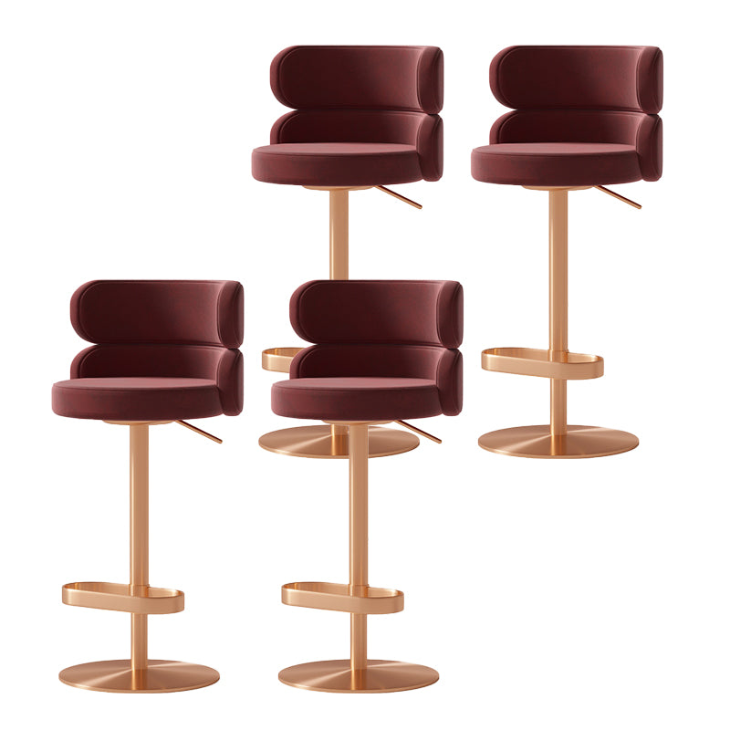 Contemporary Low Back Dining Stool Adjustable Height Bar Stool with Footrest