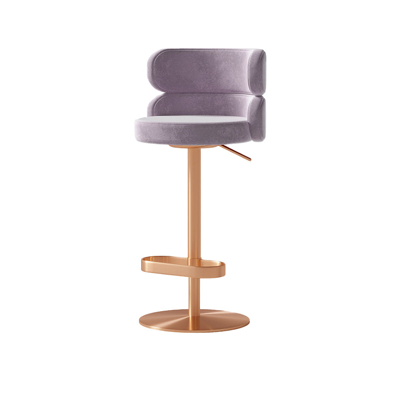 Contemporary Low Back Dining Stool Adjustable Height Bar Stool with Footrest