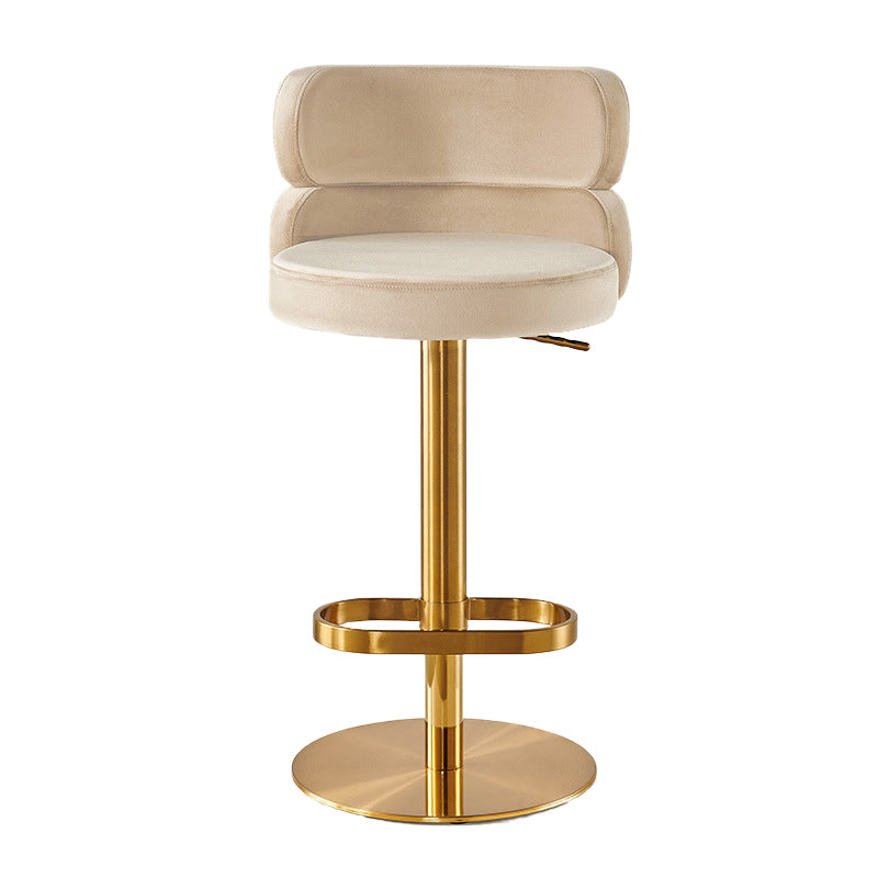 Contemporary Low Back Dining Stool Adjustable Height Bar Stool with Footrest