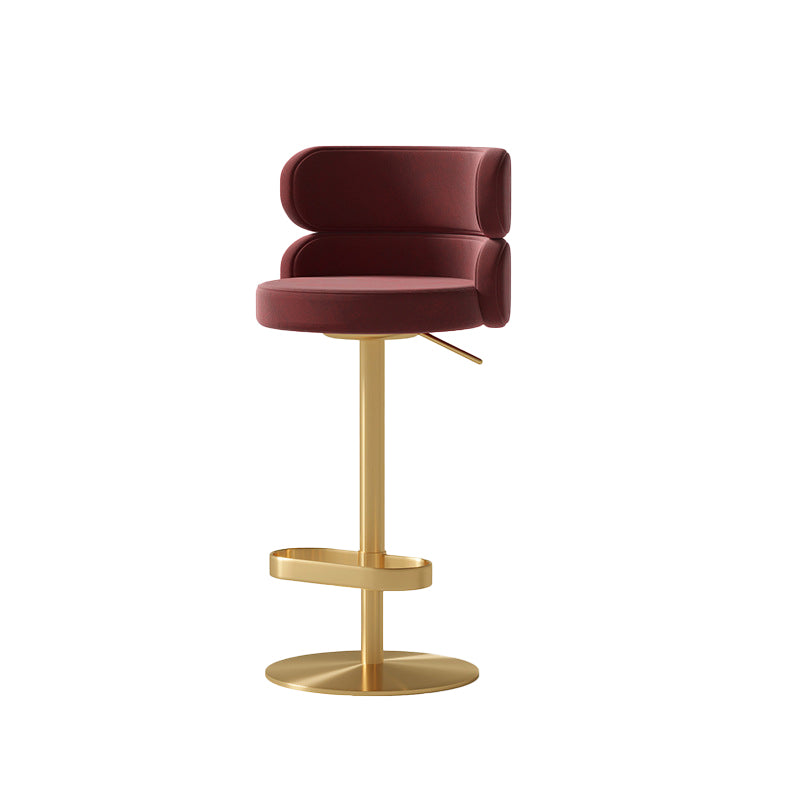 Contemporary Low Back Dining Stool Adjustable Height Bar Stool with Footrest