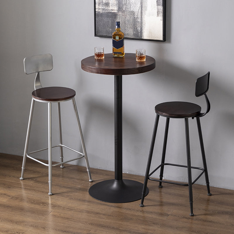 Modern Armless Backrest Counter Stool Iron Bar Stool with Pedal for Milk Tea Shop