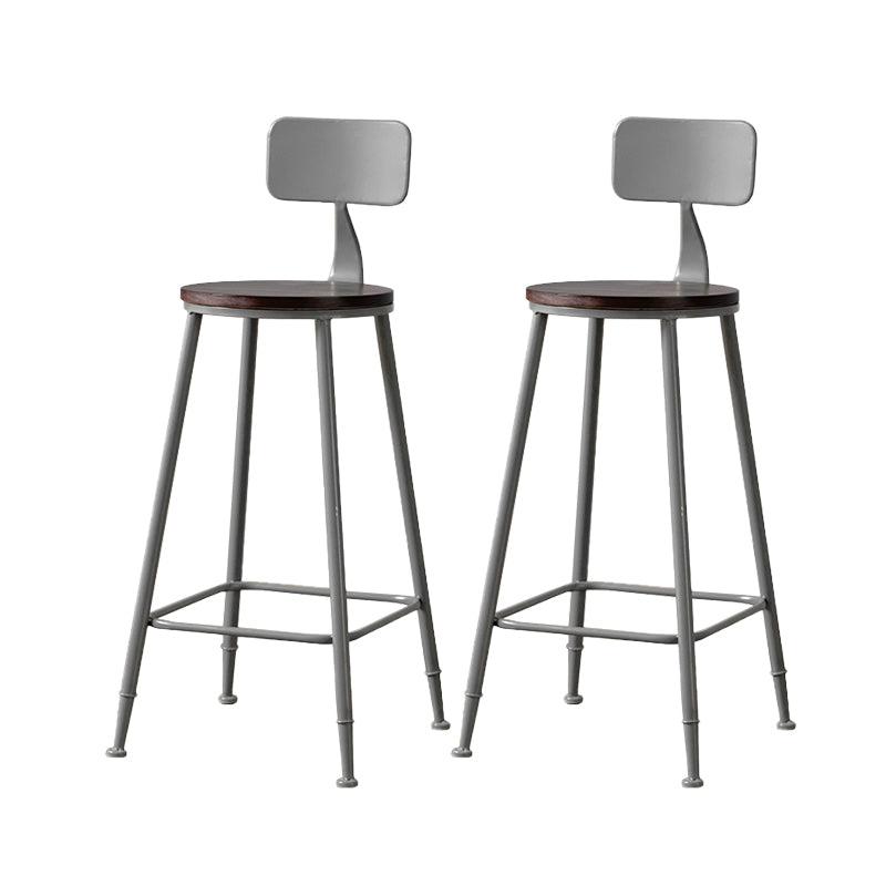 Modern Armless Backrest Counter Stool Iron Bar Stool with Pedal for Milk Tea Shop