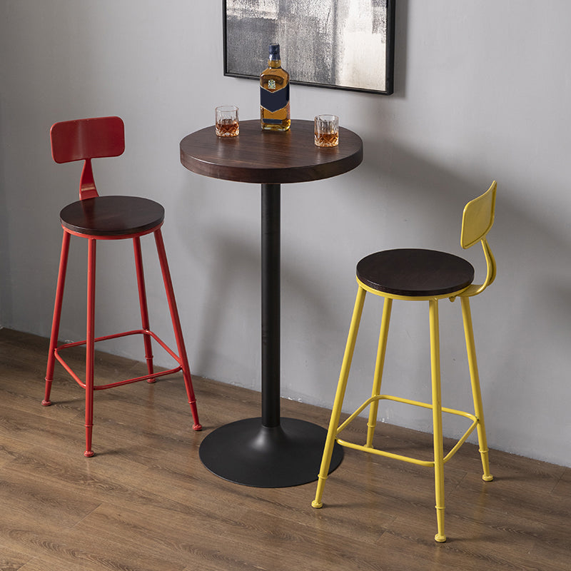 Modern Armless Backrest Counter Stool Iron Bar Stool with Pedal for Milk Tea Shop