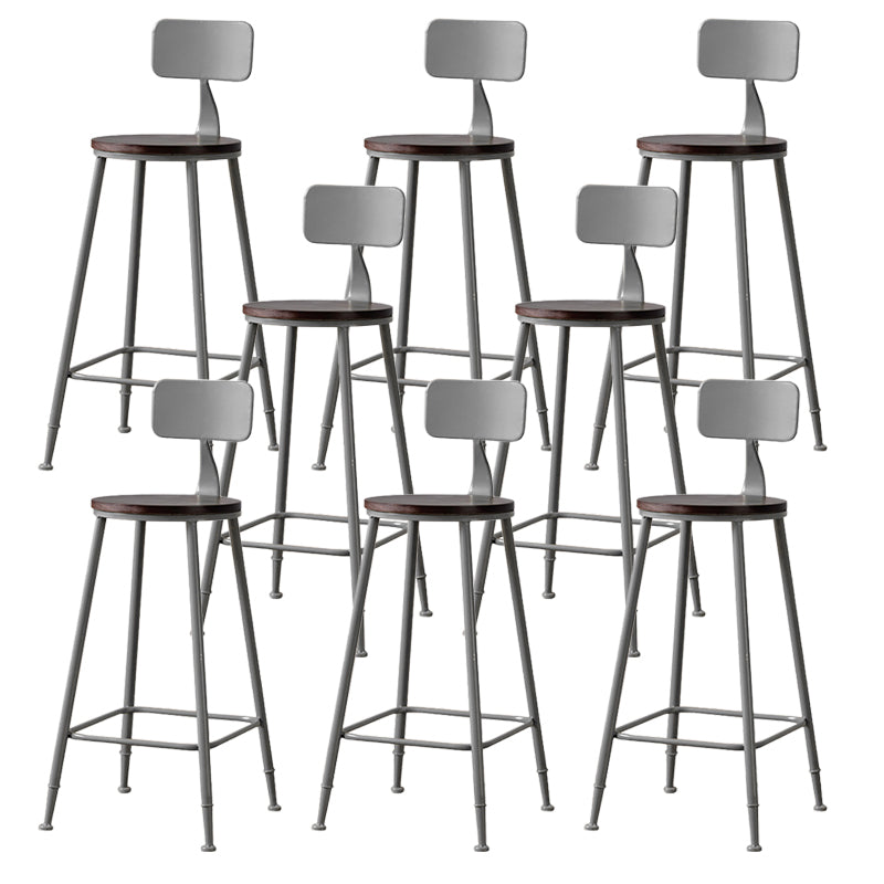Modern Armless Backrest Counter Stool Iron Bar Stool with Pedal for Milk Tea Shop