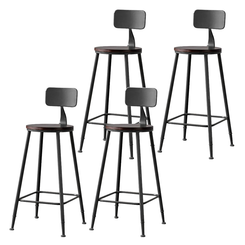 Modern Armless Backrest Counter Stool Iron Bar Stool with Pedal for Milk Tea Shop