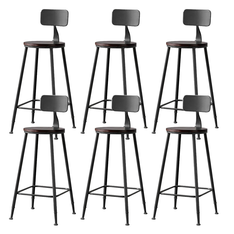 Modern Armless Backrest Counter Stool Iron Bar Stool with Pedal for Milk Tea Shop