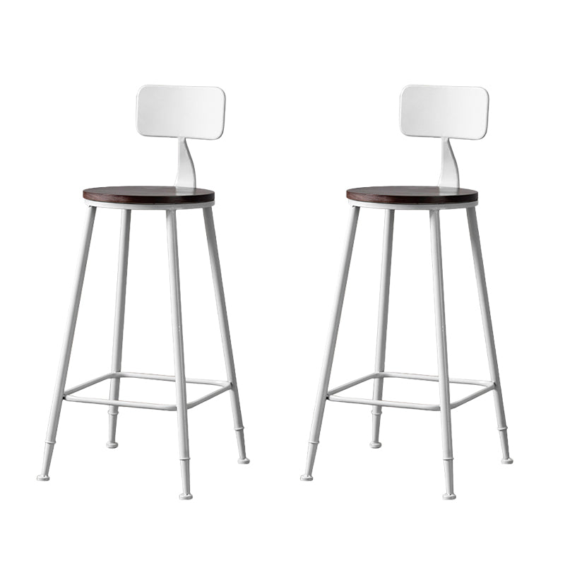Modern Armless Backrest Counter Stool Iron Bar Stool with Pedal for Milk Tea Shop