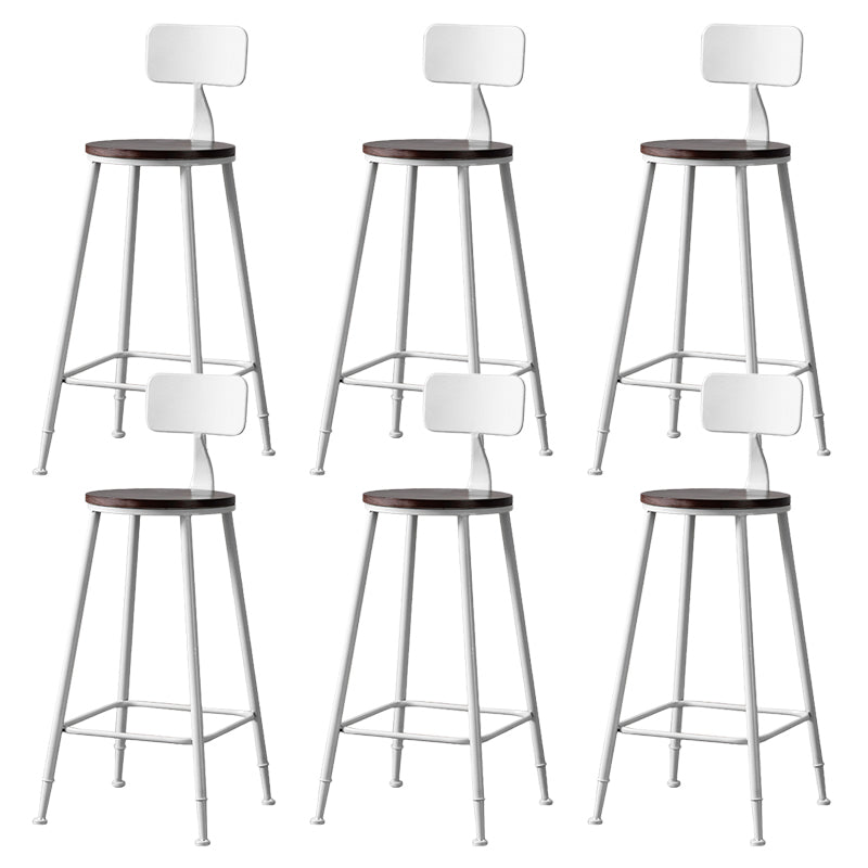 Modern Armless Backrest Counter Stool Iron Bar Stool with Pedal for Milk Tea Shop