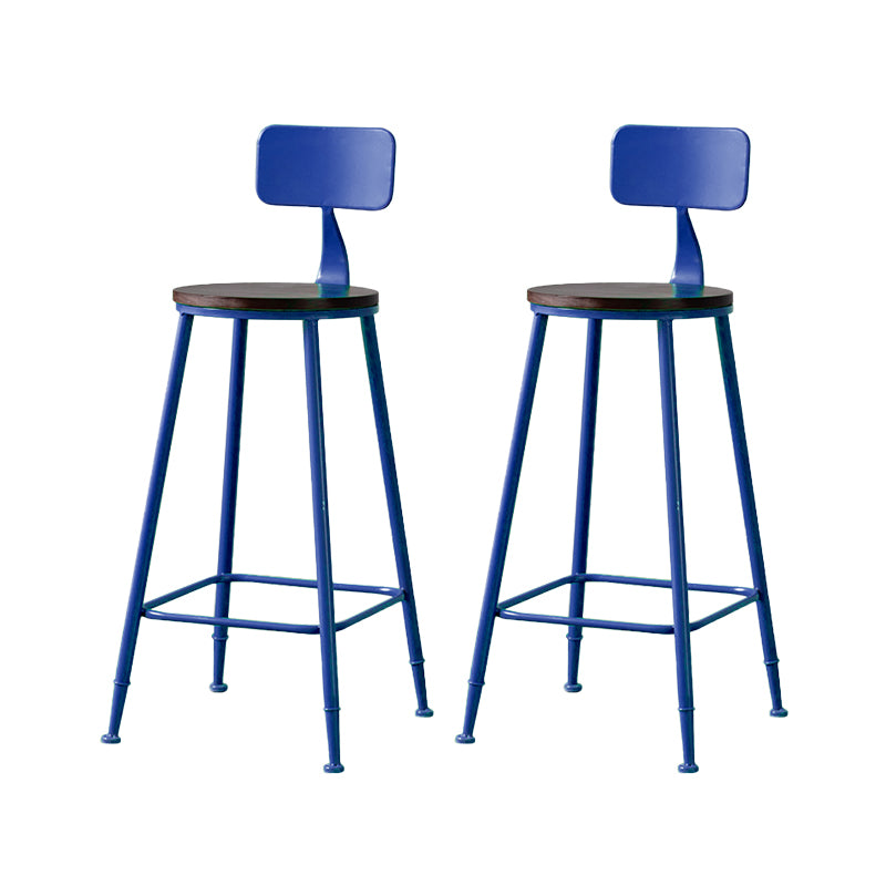 Modern Armless Backrest Counter Stool Iron Bar Stool with Pedal for Milk Tea Shop