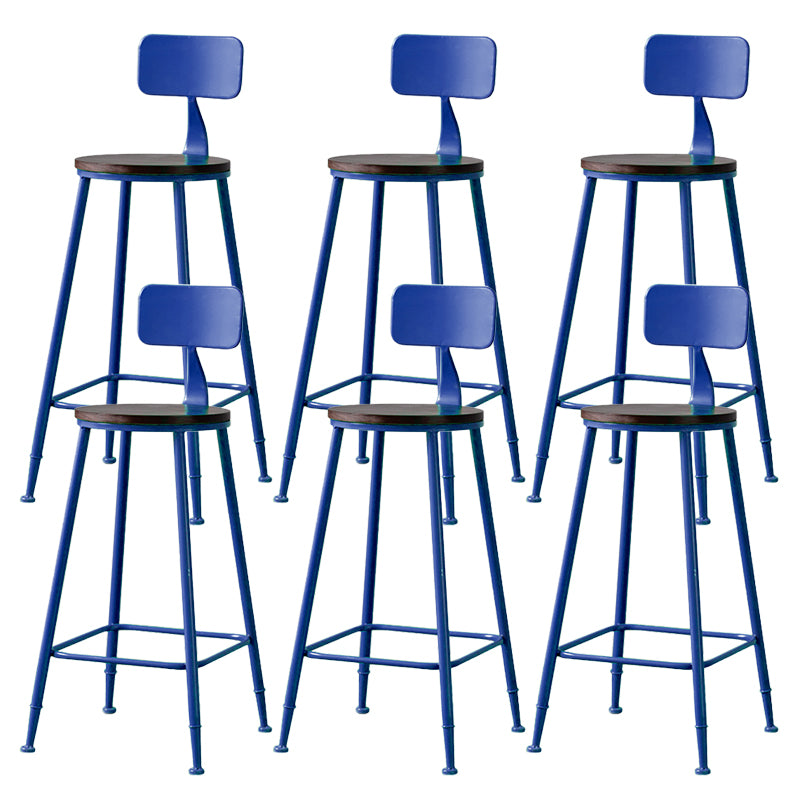 Modern Armless Backrest Counter Stool Iron Bar Stool with Pedal for Milk Tea Shop