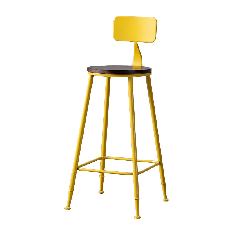 Modern Armless Backrest Counter Stool Iron Bar Stool with Pedal for Milk Tea Shop