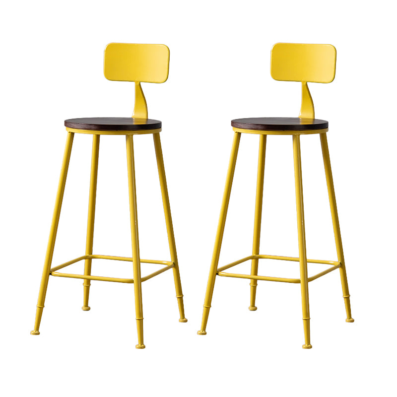 Modern Armless Backrest Counter Stool Iron Bar Stool with Pedal for Milk Tea Shop