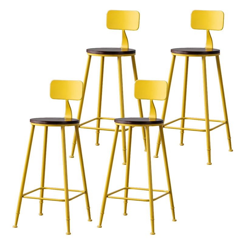 Modern Armless Backrest Counter Stool Iron Bar Stool with Pedal for Milk Tea Shop