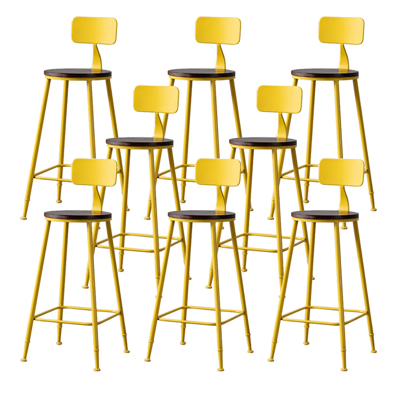 Modern Armless Backrest Counter Stool Iron Bar Stool with Pedal for Milk Tea Shop