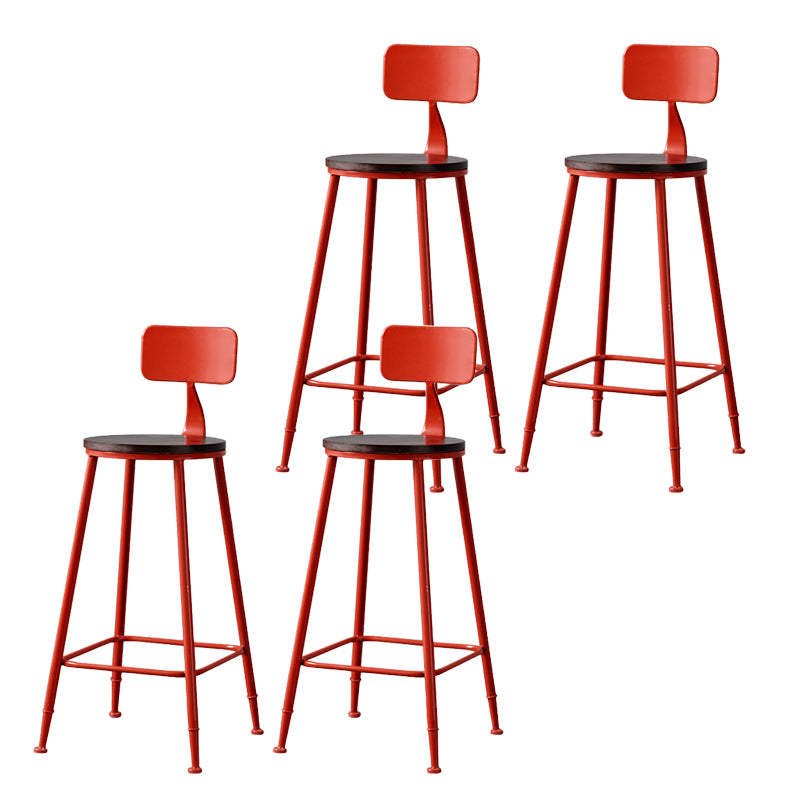 Modern Armless Backrest Counter Stool Iron Bar Stool with Pedal for Milk Tea Shop