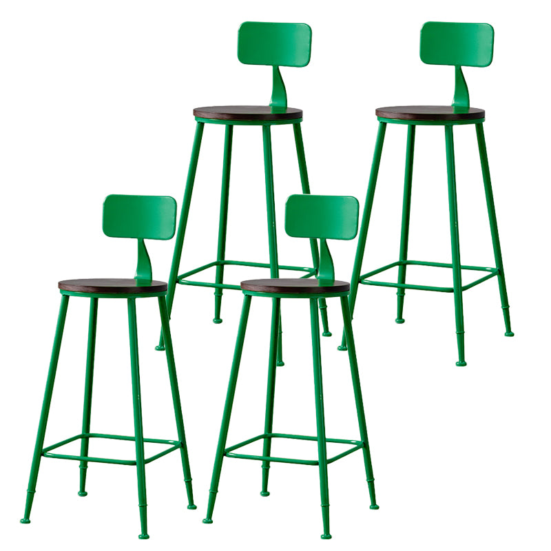 Modern Armless Backrest Counter Stool Iron Bar Stool with Pedal for Milk Tea Shop