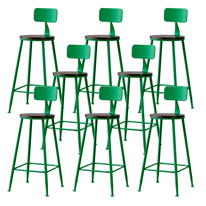 Modern Armless Backrest Counter Stool Iron Bar Stool with Pedal for Milk Tea Shop