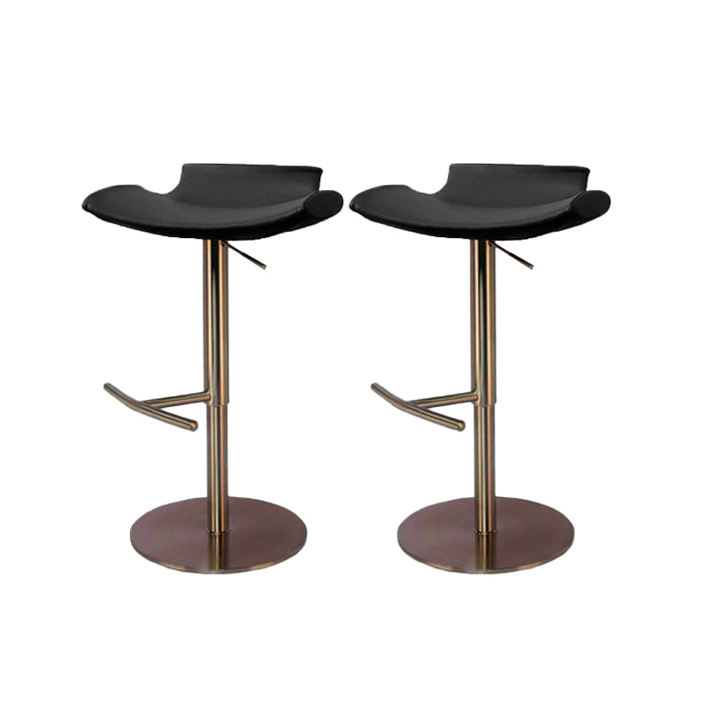 Contemporary Backless Dining Stool Adjustable Height Bar Stool with Footrest