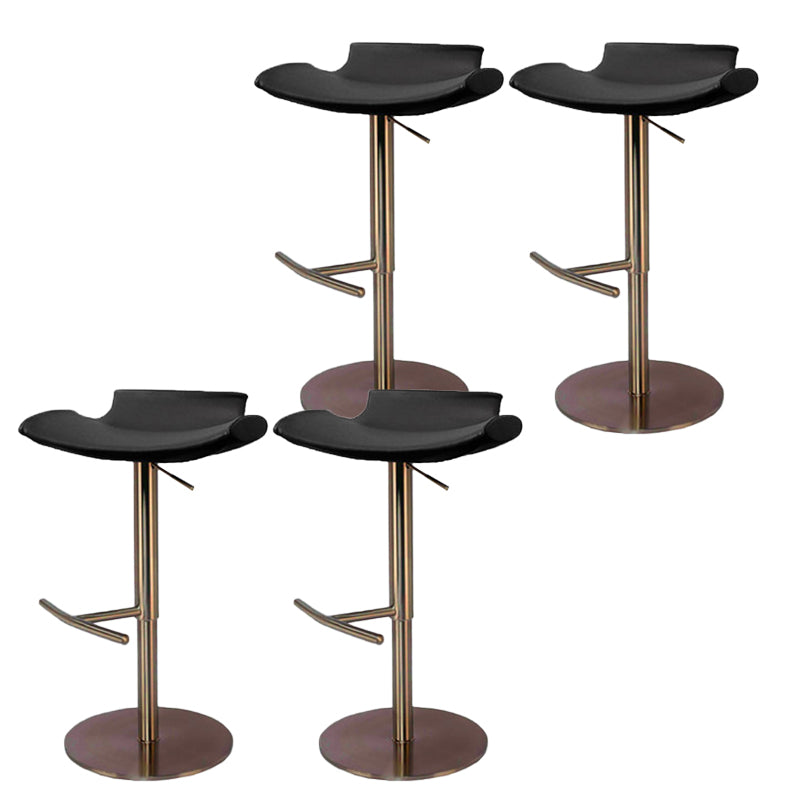 Contemporary Backless Dining Stool Adjustable Height Bar Stool with Footrest