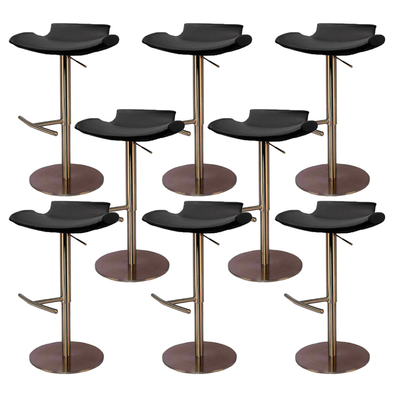 Contemporary Backless Dining Stool Adjustable Height Bar Stool with Footrest