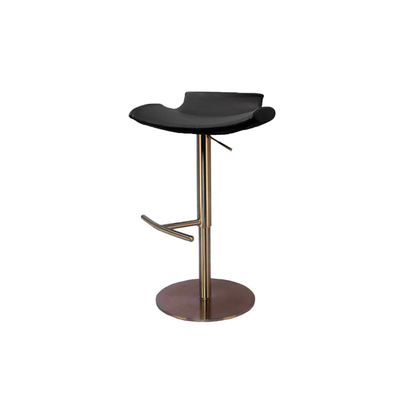 Contemporary Backless Dining Stool Adjustable Height Bar Stool with Footrest