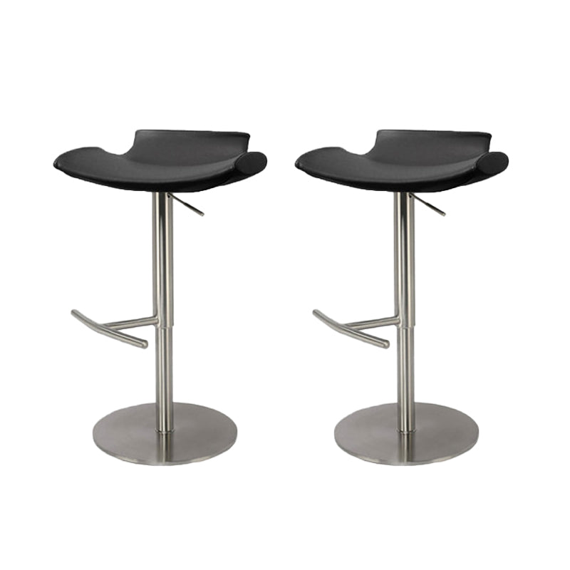 Contemporary Backless Dining Stool Adjustable Height Bar Stool with Footrest