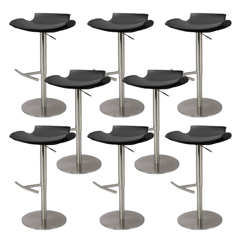 Contemporary Backless Dining Stool Adjustable Height Bar Stool with Footrest