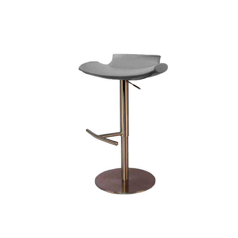 Contemporary Backless Dining Stool Adjustable Height Bar Stool with Footrest