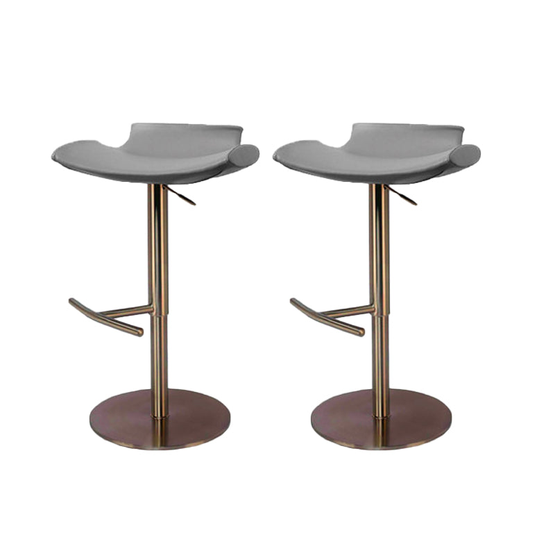 Contemporary Backless Dining Stool Adjustable Height Bar Stool with Footrest