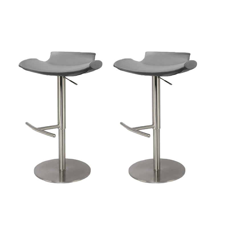 Contemporary Backless Dining Stool Adjustable Height Bar Stool with Footrest