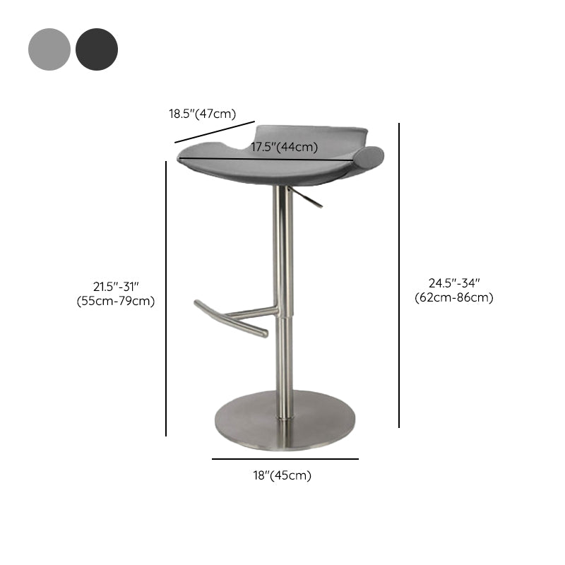 Contemporary Backless Dining Stool Adjustable Height Bar Stool with Footrest