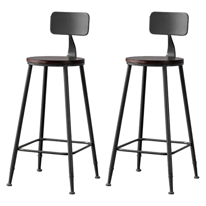 Modern Armless Backrest Counter Stool Iron Bar Stool with Seat and Pedal for Cafe