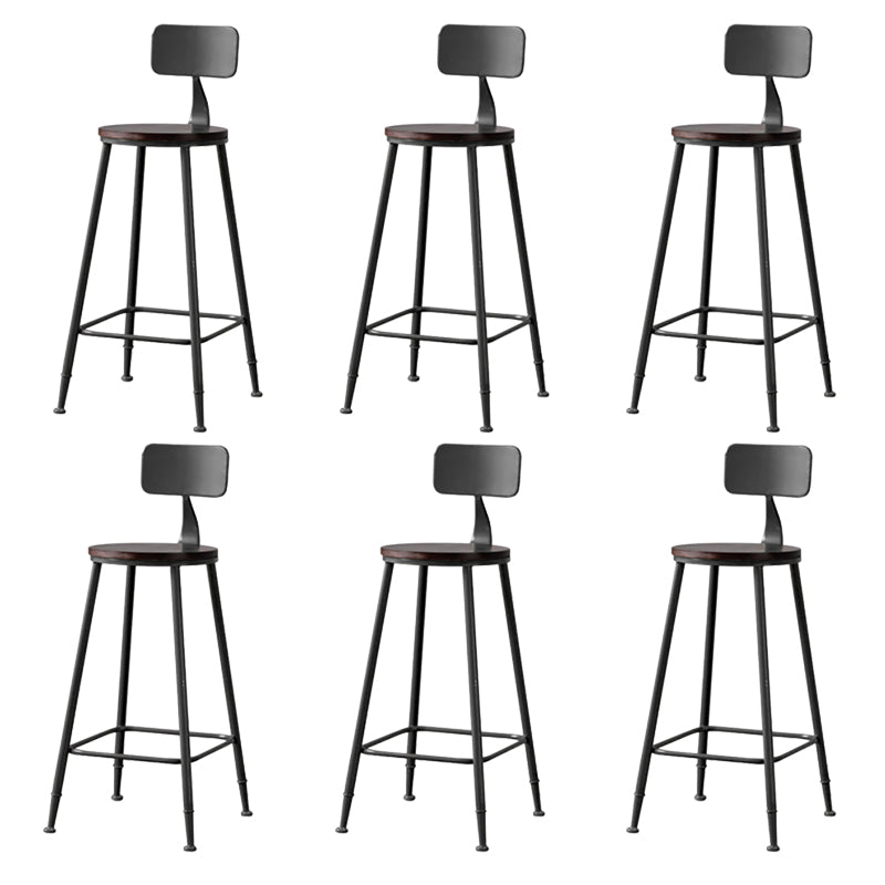 Modern Armless Backrest Counter Stool Iron Bar Stool with Seat and Pedal for Cafe
