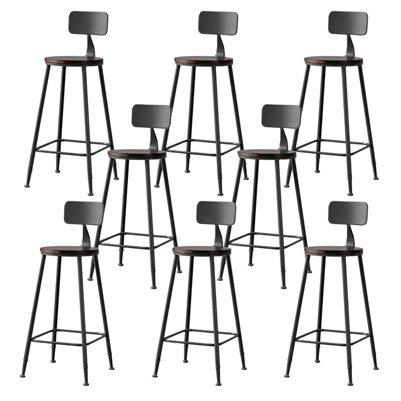 Modern Armless Backrest Counter Stool Iron Bar Stool with Seat and Pedal for Cafe