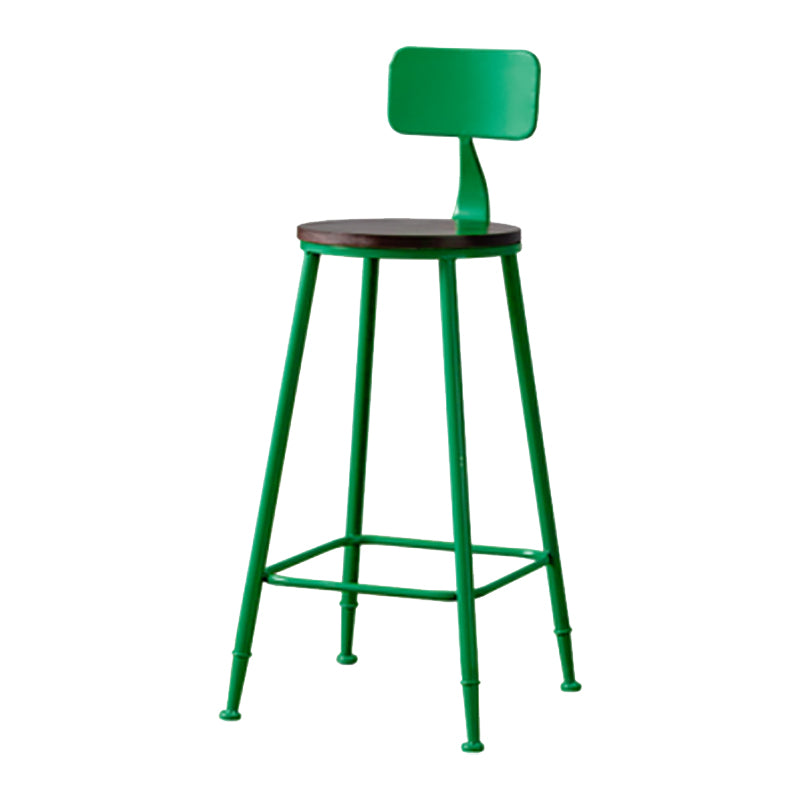 Modern Armless Backrest Counter Stool Iron Bar Stool with Seat and Pedal for Cafe