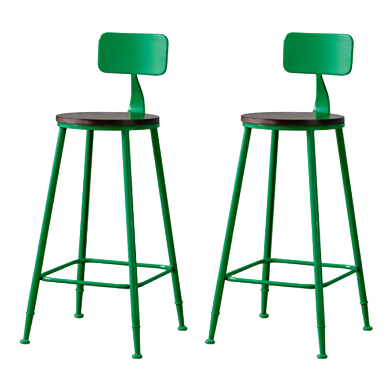 Modern Armless Backrest Counter Stool Iron Bar Stool with Seat and Pedal for Cafe
