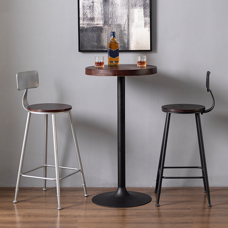 Modern Armless Backrest Counter Stool Iron Bar Stool with Seat and Pedal for Cafe